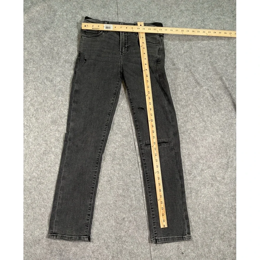 Abercrombie Kids Straight Leg Jeans Distressed Faded Black Size 13/14 Long